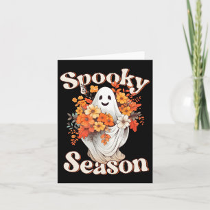 Tarjeta Halloween retro Hippie lindo fantasma época de fie