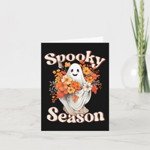 Tarjeta Halloween retro Hippie lindo fantasma época de fie