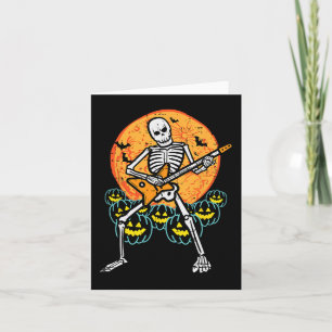 Tarjeta Halloween Rocker Skeleton Guitar Rock Costumen