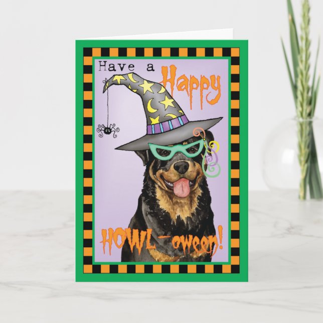 Tarjeta Halloween Rottweiler (Anverso)