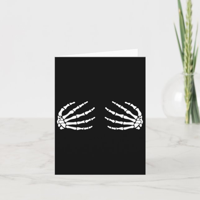 Tarjeta Halloween S Breast Skeleton Hands Fun Costu (Anverso)