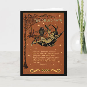 Tarjeta Halloween Samhain Fairy Owl Spider Web