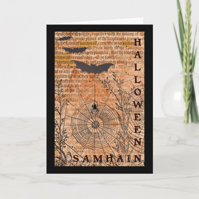 Tarjeta Halloween Samhain Spider Webs (Anverso)