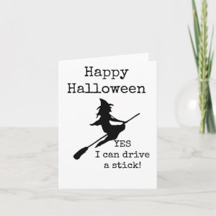 Tarjeta Halloween, Sarcástica, Bruja, Broomstick
