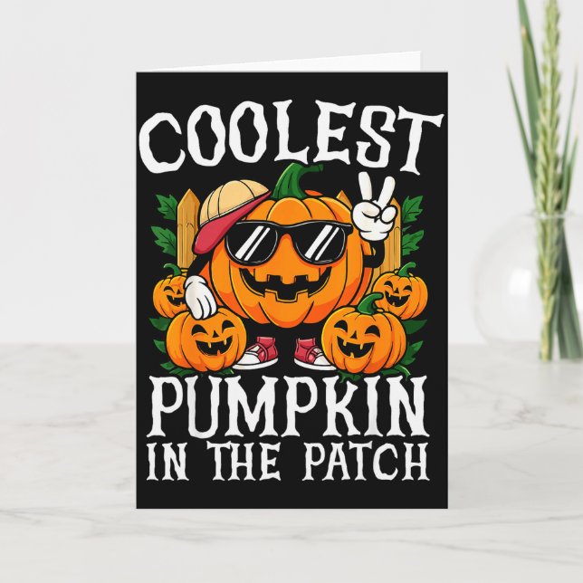 Tarjeta Halloween Shirt Boys Girls Kids Coolest Pumpkin In (Anverso)