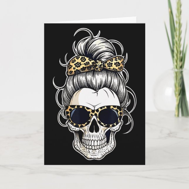 Tarjeta Halloween Shirt For Women Skull , Leopard  (Anverso)