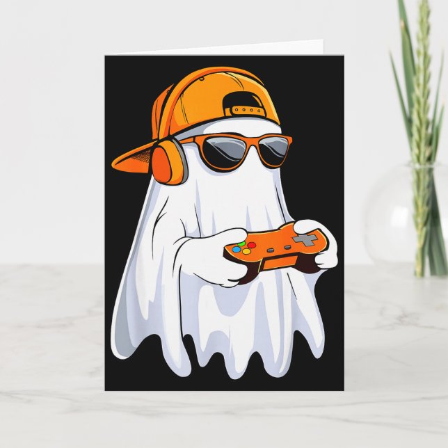 Tarjeta Halloween Shirt Ghost Gamer Video Gaming Boys Men  (Anverso)
