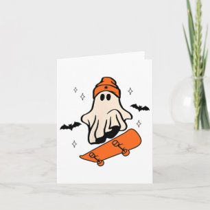 Tarjeta Halloween Skateboard Boo Retro Halloween Niños hom