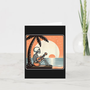 Tarjeta Halloween Skeleton Beach Palm Tree