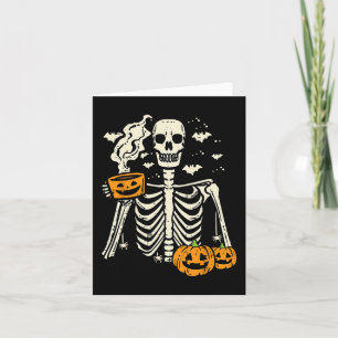 Tarjeta Halloween Skeleton Calabaza Cae café Discurso dive