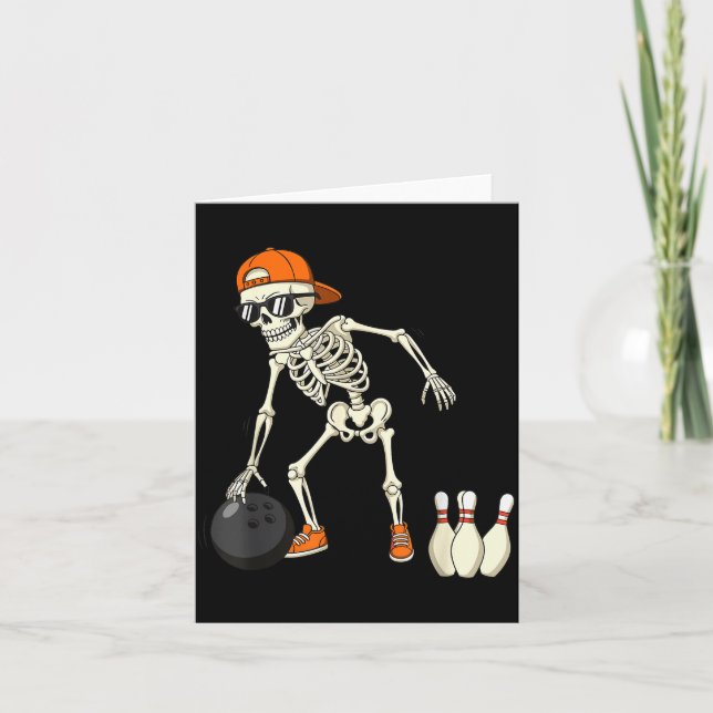 Tarjeta Halloween Skeleton Funny Bowling Lovers For Teens  (Anverso)