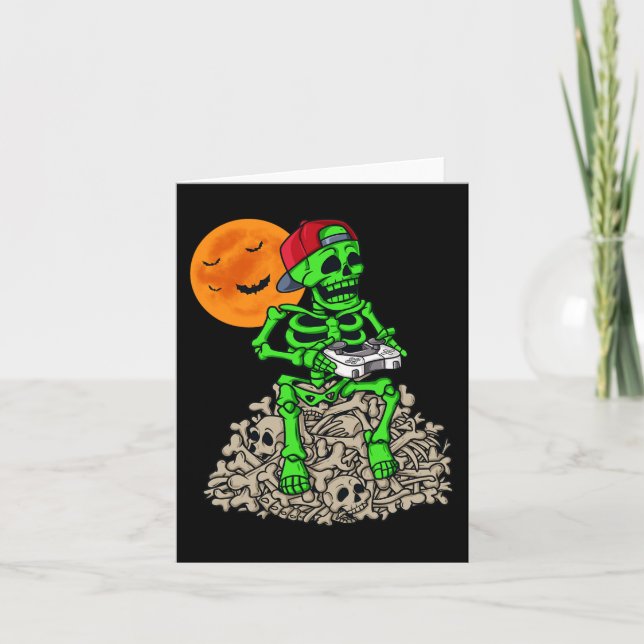 Tarjeta Halloween Skeleton Gamer Niños Jornadas de Adolesc (Anverso)