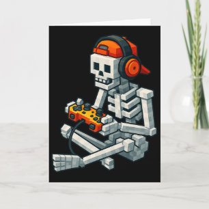 Tarjeta Halloween Skeleton Gamer Pixel Video Gaming Boys M
