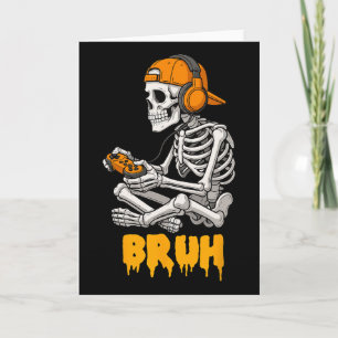 Tarjeta Halloween Skeleton Gamer Video Gaming Funny Skelet