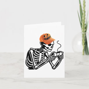 Tarjeta Halloween Skeleton Gamer Video Jaming masculino ni