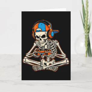 Tarjeta Halloween Skeleton Gamer Video Juegos de Niños Hom