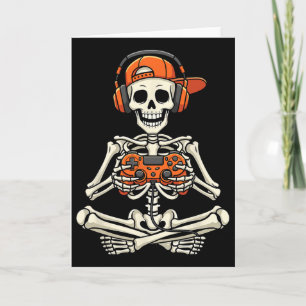 Tarjeta Halloween Skeleton Gamer Video Juegos de Niños Hom