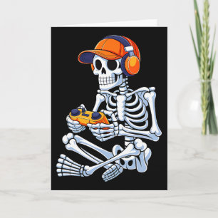 Tarjeta Halloween Skeleton Gamer Video Juegos de Niños Hom