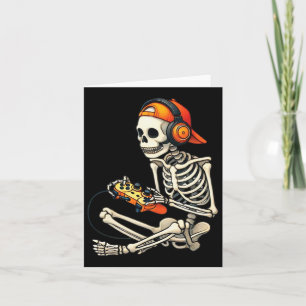 Tarjeta Halloween Skeleton Gamer Video Juegos de Niños Hom