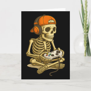 Tarjeta Halloween Skeleton Gamer Video Juegos de Niños Hom