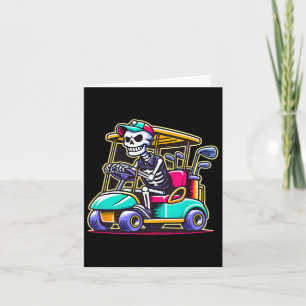 Tarjeta Halloween Skeleton Golf Cart Golfer