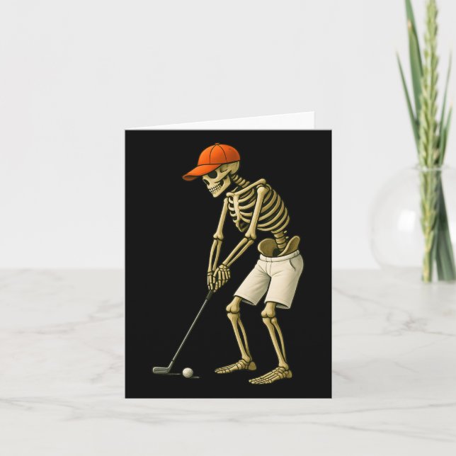 Tarjeta Halloween Skeleton Golf Costume Funny Hombres Niño (Anverso)
