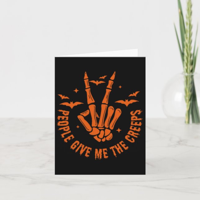 Tarjeta Halloween Skeleton Hand Fall La Gente Me Da Cr (Anverso)