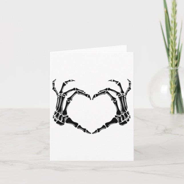 Tarjeta Halloween Skeleton Heart Hands (Anverso)