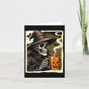 Tarjeta Halloween Skeleton Hot Cocoa Dead Inside Spooky Se