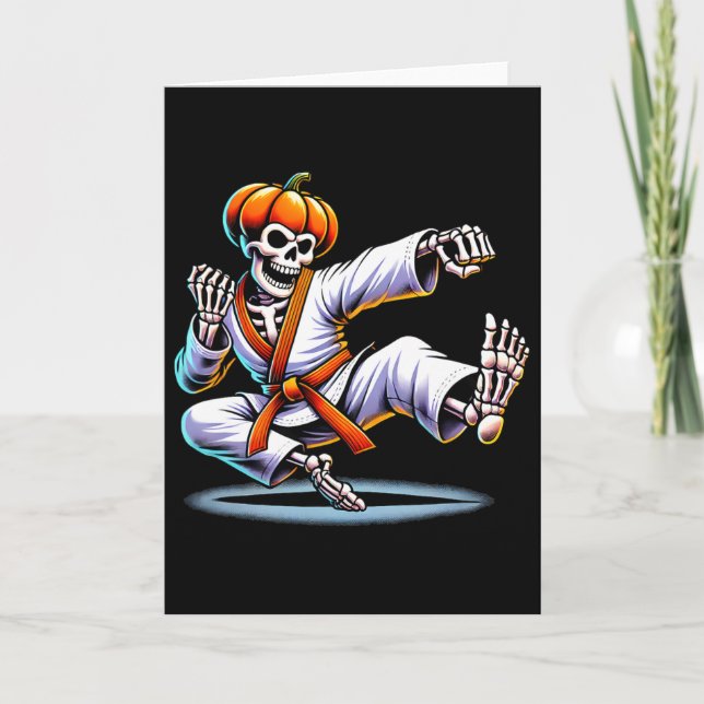 Tarjeta Halloween Skeleton Karate (Anverso)
