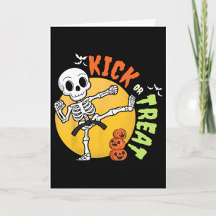 Tarjeta Halloween Skeleton Karate Kick Martial Art Taekwon