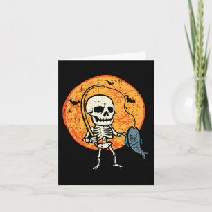Tarjeta Halloween Skeleton Pescador disfraz Hombres B