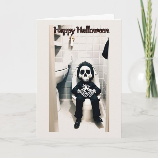 Tarjeta Halloween Skeleton Pit Stop (Anverso)