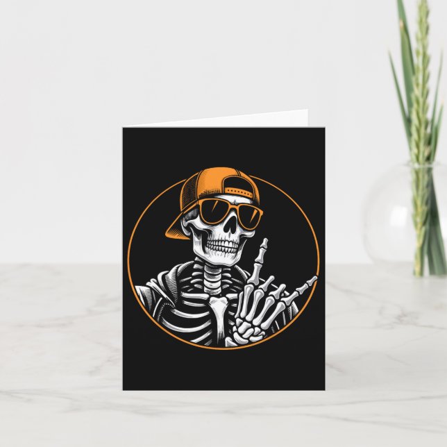 Tarjeta Halloween Skeleton Rock Hand (Anverso)