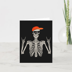 Tarjeta Halloween Skeleton Rock On Hand Skeleton Men Boys