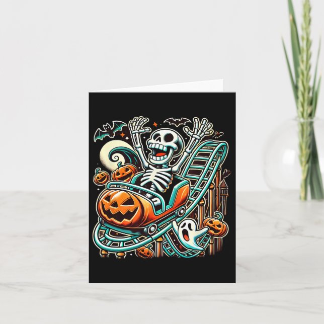 Tarjeta Halloween Skeleton Roller Coaster (Anverso)