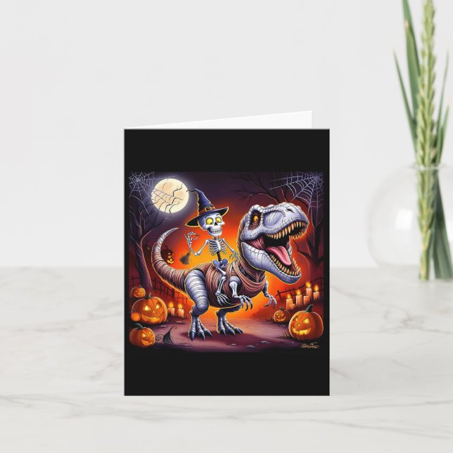 Tarjeta Halloween Skeleton T-rex (Anverso)