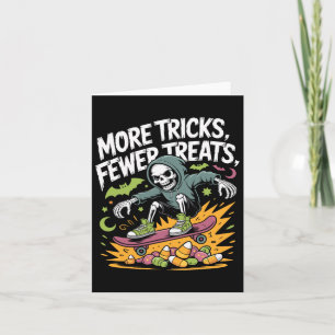 Tarjeta Halloween Skeleton Tricks Skateboard
