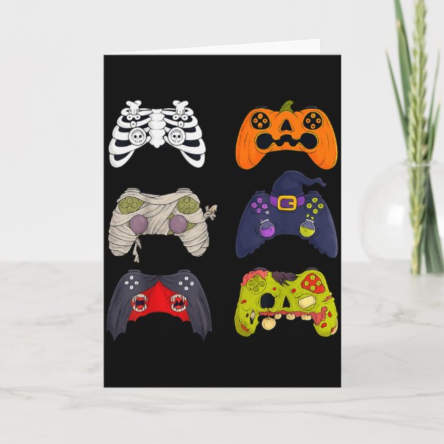 Tarjeta Halloween Skeleton Zombie Gaming Controllers  (Anverso)