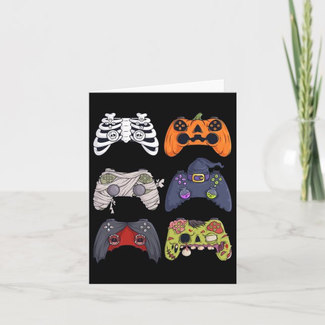 Tarjeta Halloween Skeleton Zombie Gaming Controllers Mummy (Anverso)