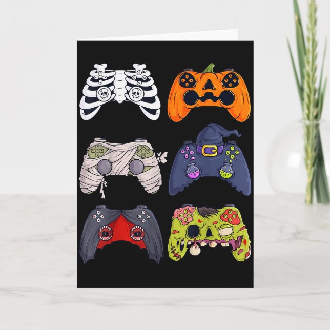 Tarjeta Halloween Skeleton Zombie Gaming Controllers Mummy (Anverso)