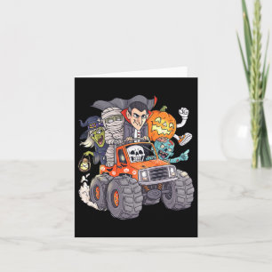 Tarjeta Halloween Skeleton Zombie Monster Truck Vampire Bo