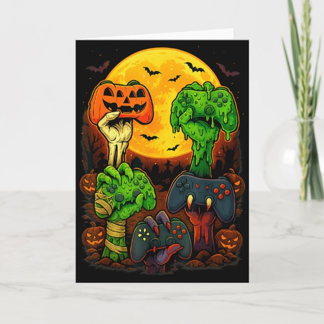 Tarjeta Halloween Skeleton Zombie Mummy Gaming Controller  (Anverso)