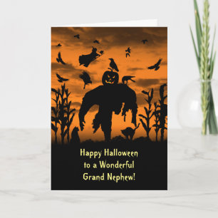 Tarjeta Halloween Sobrino Nieto o Bisnieto Espantapájaros