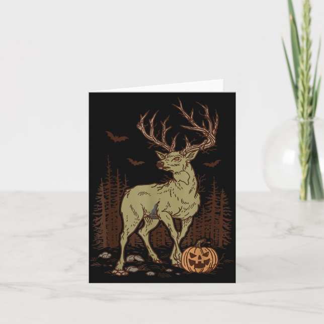 Tarjeta Halloween Soky Deer Antler Zombie Rustic Buck Fall (Anverso)