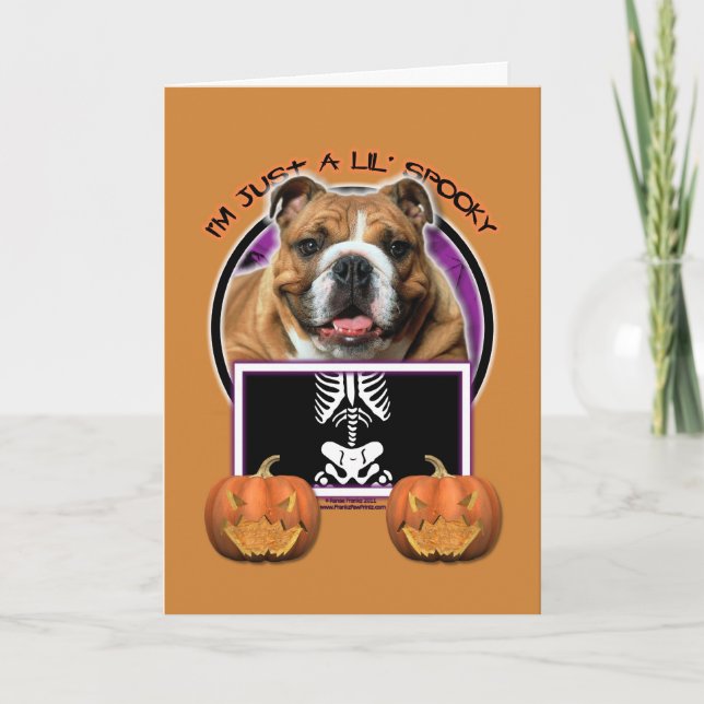 Tarjeta Halloween - Solo un Lil Spooky - Bulldog (Anverso)