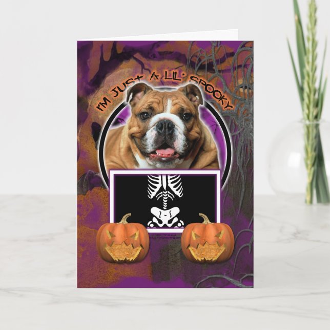 Tarjeta Halloween - Solo un Lil Spooky - Bulldog (Anverso)