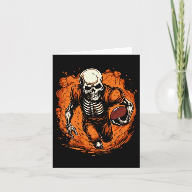 Tarjeta Halloween Spooky jugador de fútbol del Skeleton Fo (Anverso)