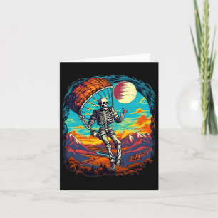 Tarjeta Halloween Spooky Skeleton Parapente Skydiving