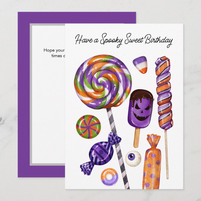 Tarjeta Halloween Spooky Sweet Birthday (Anverso / Reverso)